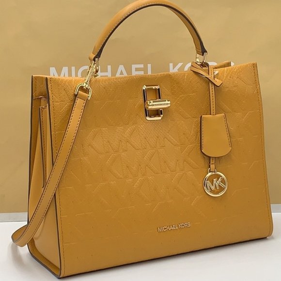 Michael Kors Penelope Large Top Handle Satchel Marigold Color - Picture 2 of 16